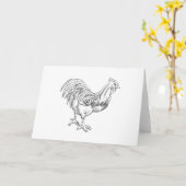 Carte Poulet en stylo et encre (Fleur jaune)