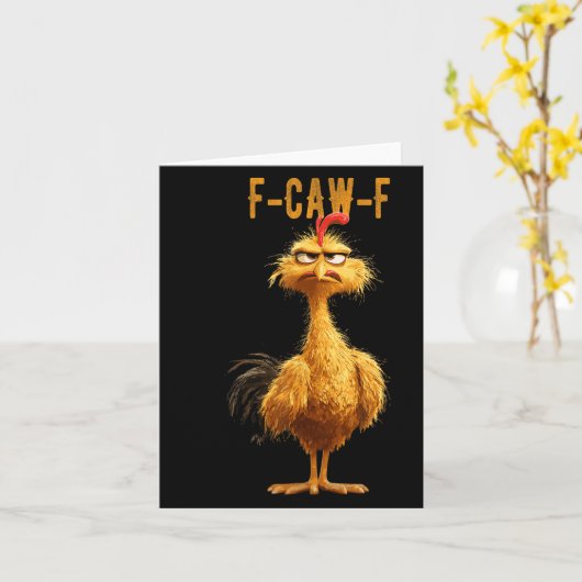 Carte Poulet F-caw-f drôle, poulet Fcawf (Fleur jaune)