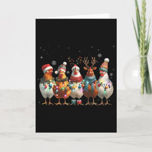 Carte Poulet Lumières de Noël Santa Drôle Xmas Tree Chi
