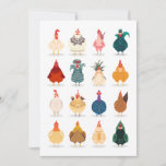 Carte Poulet mou<br><div class="desc">Un groupe de poules et coqs mignons et drôles et colorés qui font la queue.</div>