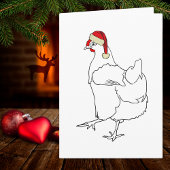 Carte Poulet Noël mignon en dessin