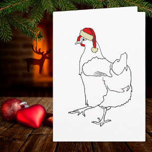 Carte Poulet Noël mignon en dessin