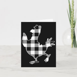 Carte Poulet noir et blanc Buffalo carreau joyeux Noël
