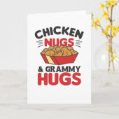Carte Poulet Nugs Et Grammy Hugs Drôle Nourriture Nugget (Fleur jaune)