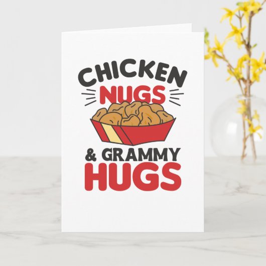 Carte Poulet Nugs Et Grammy Hugs Drôle Nourriture Nugget (Fleur jaune)