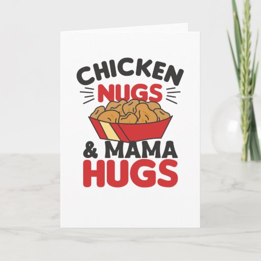 Carte Poulet Nugs Et Mama Hugs Drôle Nourriture Nuggets (Devant)