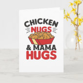 Carte Poulet Nugs Et Mama Hugs Drôle Nourriture Nuggets (Fleur jaune)