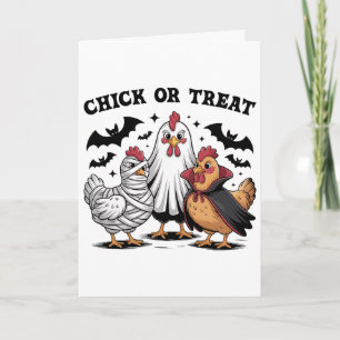 Carte Poulet ou traiter Sorcière d'Halloween Saison Somb