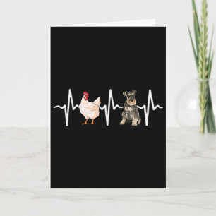 Carte Poulet Poule Schnauzer Miniature Battement de coeu