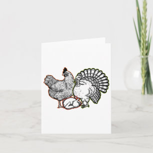 Carte Poulet Turquie Thanksgiving Day Funny Animal Fall
