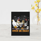 Carte Poulets Citrouilles d'Halloween poussin ou traitem (Fleur jaune)