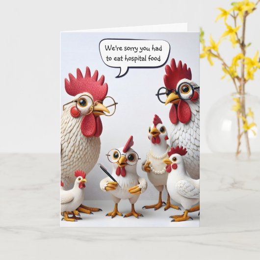 Carte Poulets De Bureau Pour Se Bien Bientôt (Fleur jaune)