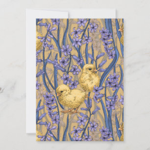 Carte Poulets et hyacinthes jaunes
