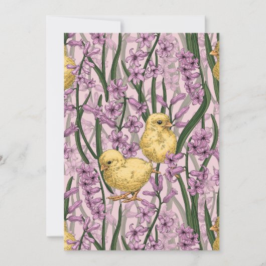 Carte Poulets et hyacinthes roses (Devant)