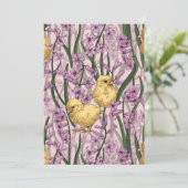 Carte Poulets et hyacinthes roses (Debout devant)