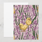 Carte Poulets et hyacinthes roses (Devant / Derrière)