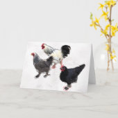 Carte Poulets funky (Fleur jaune)