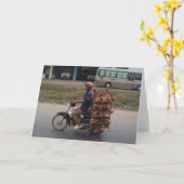 Carte Poulets sur le Motocyclette-Vietnam (Fleur jaune)