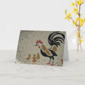 Carte Poulets vintages (Fleur jaune)