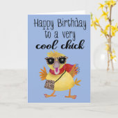 Carte Poulette de fête cool (Fleur jaune)