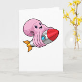 Carte Poulpe avec Fusée (Fleur jaune)