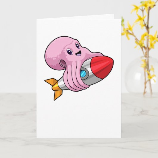 Carte Poulpe avec fusée (Fleur jaune)