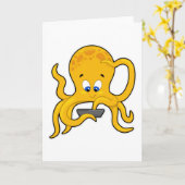 Carte poulpe avec ordinateur portable (Fleur jaune)