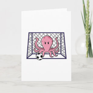 Carte Poulpe comme gardien de but avec ballon de footbal