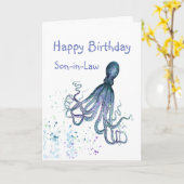 Carte Poulpe d'anniversaire pour gendre pourrait vous se (Fleur jaune)