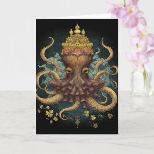 Carte Poulpe dans une couronne toutes occasions