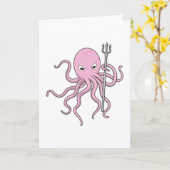 Carte Poulpe en magicien avec trident (Fleur jaune)