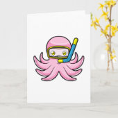 Carte Poulpe en plongée avec masque et lunettes de natat (Fleur jaune)