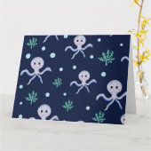 Carte Poulpe sous la mer motif pour enfants (Fleur jaune)