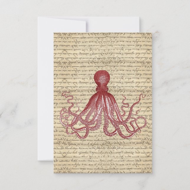 Carte poulpe vintage (Devant)