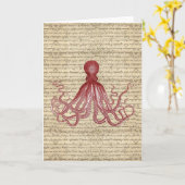 Carte poulpe vintage (Fleur jaune)