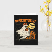 Carte Poultrygeist Funky Chicken Ghost Halloween Pun Des (Fleur jaune)