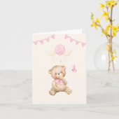 Carte Poupée bébé pastel crème rose (Fleur jaune)