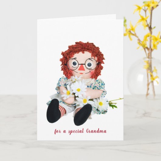 Carte Poupée de cerf pour grand-mère (Fleur jaune)