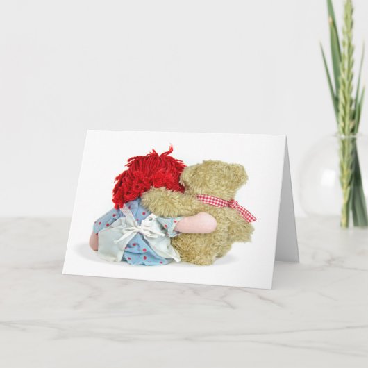 Carte Poupée de chiffon de la Saint-Valentin et ours en  (Devant)