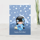 Carte Poupée de Kokeshi d'hiver - fille de geisha de (Devant)