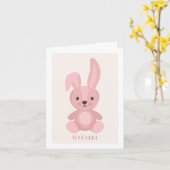 Carte Poupée de lapin rose (Fleur jaune)