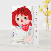 Carte poupée de vieux chiffon avec la sucette de coeur d (Fleur jaune)