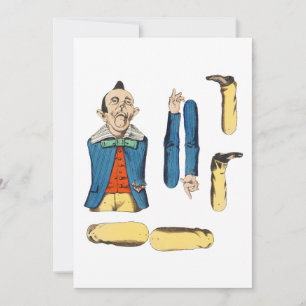 Carte poupée en papier vieil homme bizarre coupée