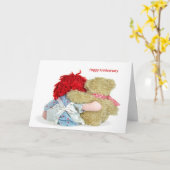 Carte Poupée romantique et ours (Fleur jaune)