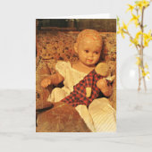 Carte Poupée vintage (Fleur jaune)