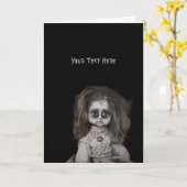 Carte Poupée Vintage Effrayante et Hantée (Fleur jaune)