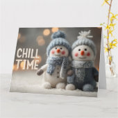 Carte Poupées de neige en peluche mignonnes avec chapeau (Fleur jaune)