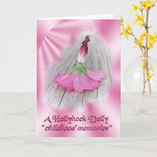 Carte "Poupées de rose trémière " (Fleur jaune)