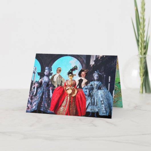 CARTE POUPÉES ITALIENNES ANTIQUES MASQUES DE MASQUERADE (Devant)