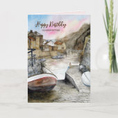Carte Pour Ami à l'anniversaire Staithes Angleterre Aqua (Devant)